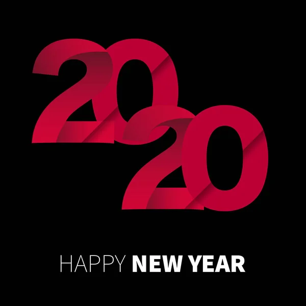 Happy New Year 2020 red logo text design on black background, vector, illustration, eps file — Stock Vector