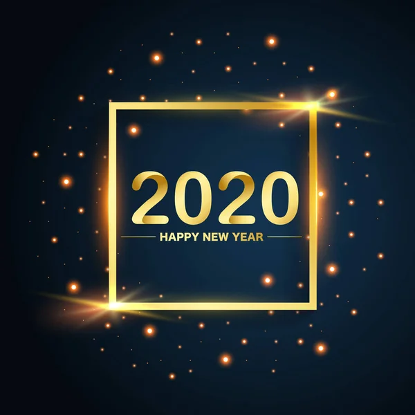 New Year 2020 square gold gleaters on blue background, vector 벡터 그래픽