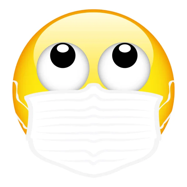 Emoji Amarillo Usando Una Máscara Quirúrgica Máscara Médica Emoticono Vector — Archivo Imágenes Vectoriales