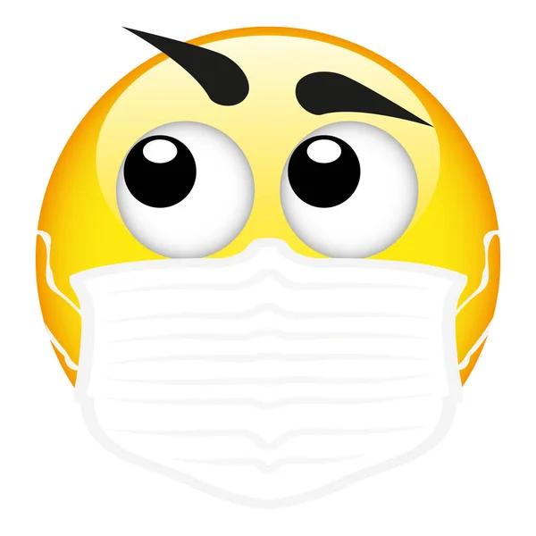 Emoji Amarillo Usando Una Máscara Quirúrgica Máscara Médica Emoticono Vector — Vector de stock