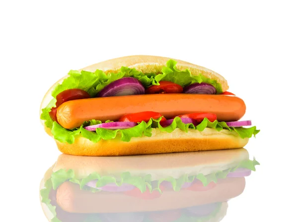 Hot Dog Sandwich on White Background — Stock Photo, Image