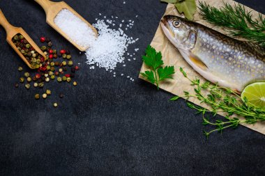 Tuz ve biber kopyalama alanı alanı üzerinde ile alabalık