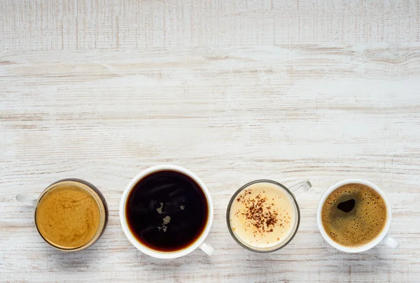 Verschiedene Arten von Kaffee mit Kopierraum — Stockfoto