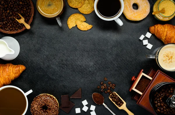 Copiar el marco del espacio y el café con galletas —  Fotos de Stock