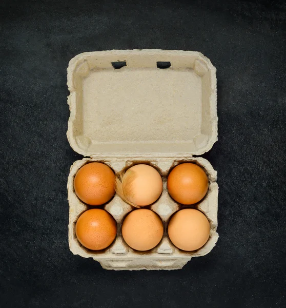 Caixa de ovo com ovos orgânicos — Fotografia de Stock