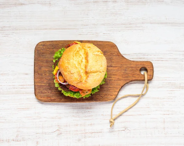 Burger sandviç Üstten Görünüm