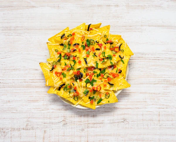 Tortilla de Nachos en Placa en Vista Superior — Foto de Stock