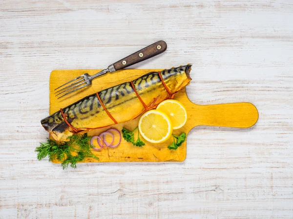 Räucherfisch in der Ansicht von oben — Stockfoto