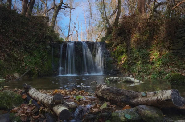 Waterfall on the stream in Brusny Stary in Roztocze