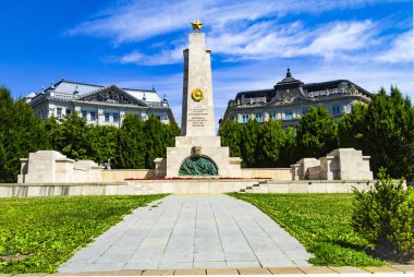 Görünüm için bir anıt Sovyet kurtarıcı ve ABD Büyükelçiliği, Macaristan, Europe ile Budapeşte Merkezi.