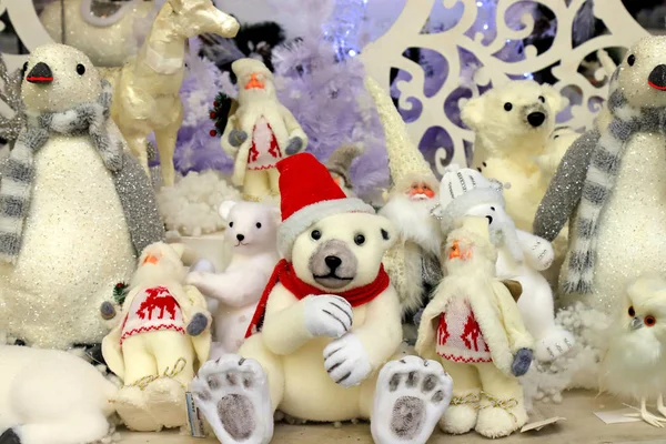 Дивно Санта Клаус Білий Ведмідь Улюблені Іграшки Нового Року Різдва — стокове фото
