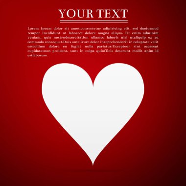 Kalp düz simgesi üzerinde kırmızı bir arka plan. Vektör çizim