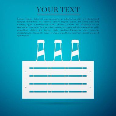 Bira düz simgesi mavi zemin üzerine sürüsü. Vektör çizim