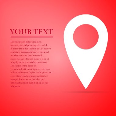 Harita PIN düz simgesi üzerinde kırmızı bir arka plan. Vektör çizim