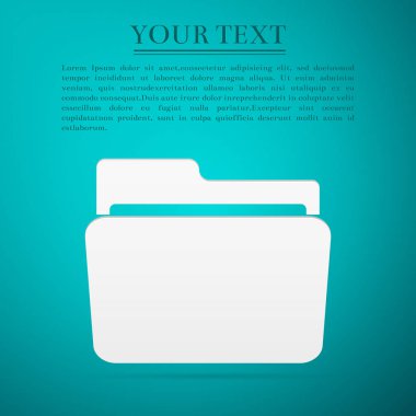 Klasör düz simgesi mavi zemin üzerine. Vektör çizim