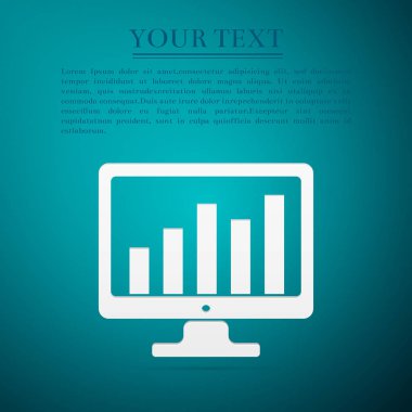 İş grafik düz simgesi üzerinde mavi arka plan ile görüntülenir. Vektör çizim
