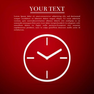 Saat düz simgesi üzerinde kırmızı bir arka plan. Vektör çizim
