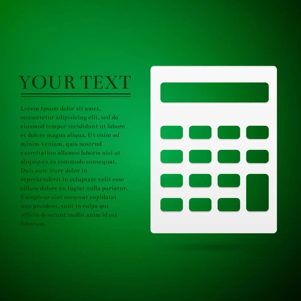 Calculator flat icon on green background. Vector Illustration — Stock Vector