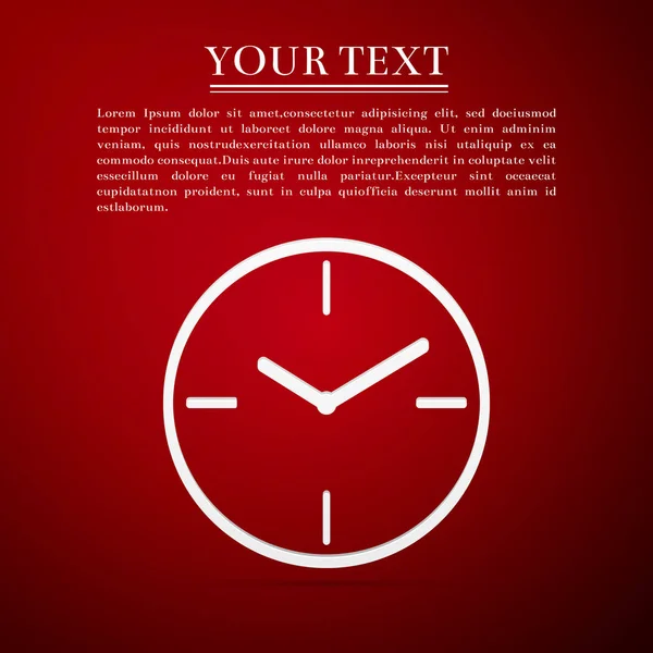 Saat düz simgesi üzerinde kırmızı bir arka plan. Vektör çizim