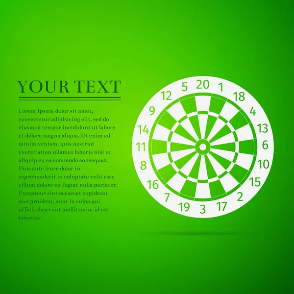 Classic Darts Board with Twenty Black and White Sectors flat icon on green background. Vector Illustration — Stock Vector