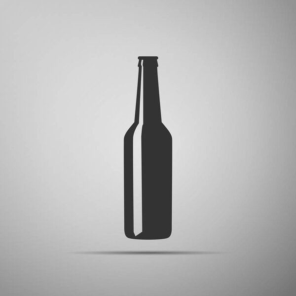 Beer bottle flat icon on grey background. Adobe illustrator