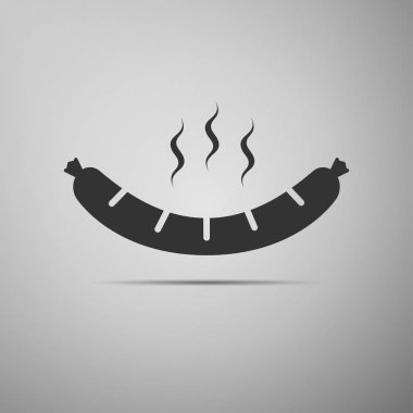 Sosis gri arka plan düz simgesi. Vektör çizim