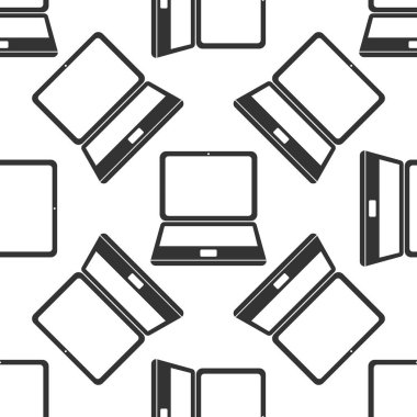 Dizüstü bilgisayar simgesini desen beyaz arka plan üzerinde. Vektör çizim