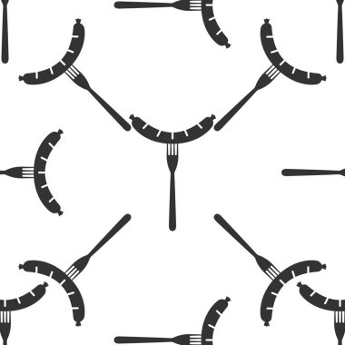 Sosis çatal simgesi desen beyaz arka plan üzerinde. Vektör çizim