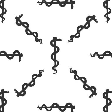 Rod of Asclepius Snake Coiled Up Silhouette icon seamless pattern on white background. Vector Illustration vector Rod of Asclepius Snake Coiled Up Silhouette icon seamless pattern on white background. Vector Illustration vector
