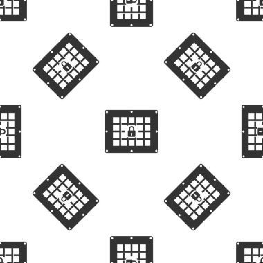 Beyaz arka plan üzerinde hapishane penceresi simge seamless modeli. Vektör çizim