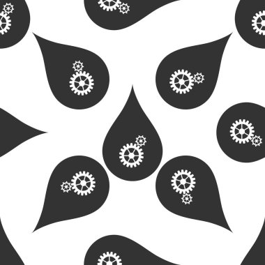 Su damlası gears ile. Soyut kavram ekoloji Tema, yeşil Eko enerji, teknoloji ve sanayi simge Dikişsiz desen beyaz arka plan üzerinde. Vektör çizim