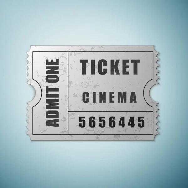 孤立在蓝色背景上的银电影院票图标。矢量图 — 图库矢量图片
