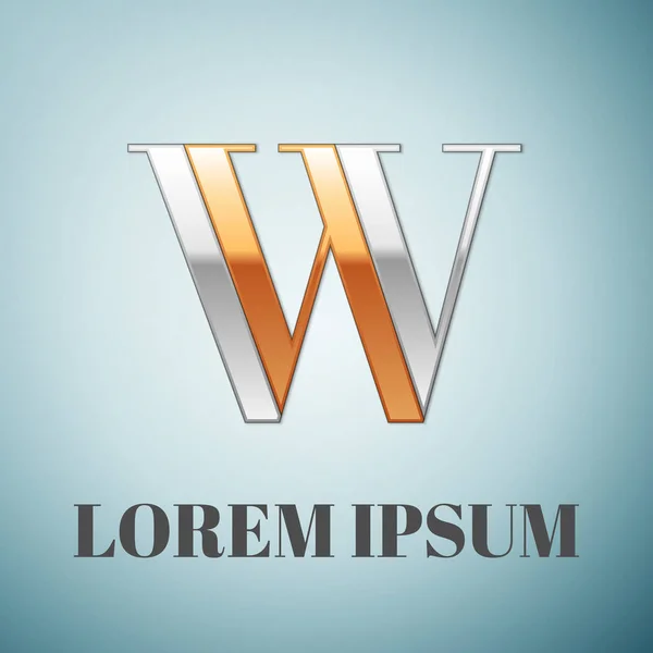 Векторна графіка елегантний срібло і золото неможливий шрифт, символ, абетка, літера W — стоковий вектор