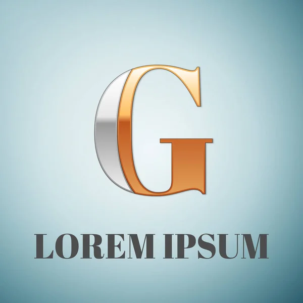 Vector grafische elegante zilver en goud onmogelijk lettertype, symbool, alfabet, letter G — Stockvector