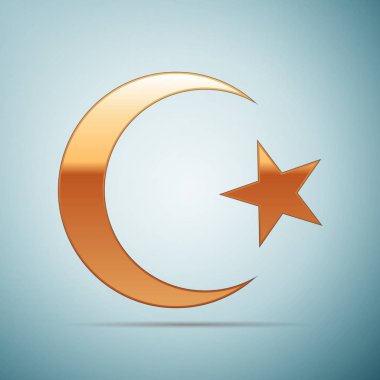 Mavi zemin üzerine altın Islam sembol simge. Vektör çizim