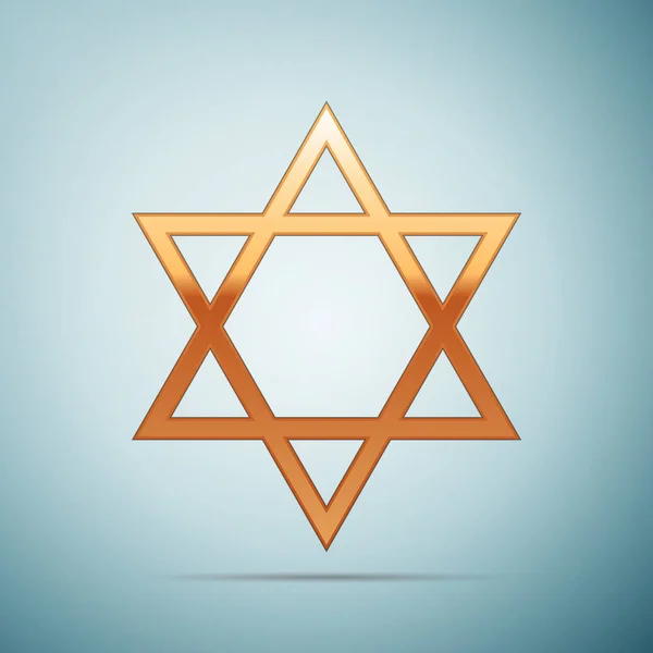 Gold Star of David icon on blue background. Vector Illustration — Stock Vector