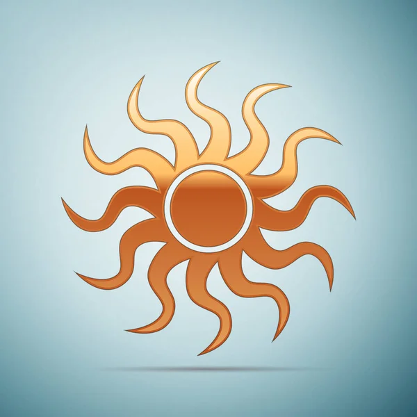 Signo de sol dorado sobre fondo azul. Ilustración vectorial — Archivo Imágenes Vectoriales