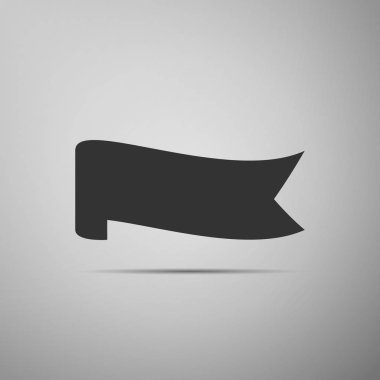 Gri arka plan üzerinde başlık kurdele düz simgesi. Vektör çizim