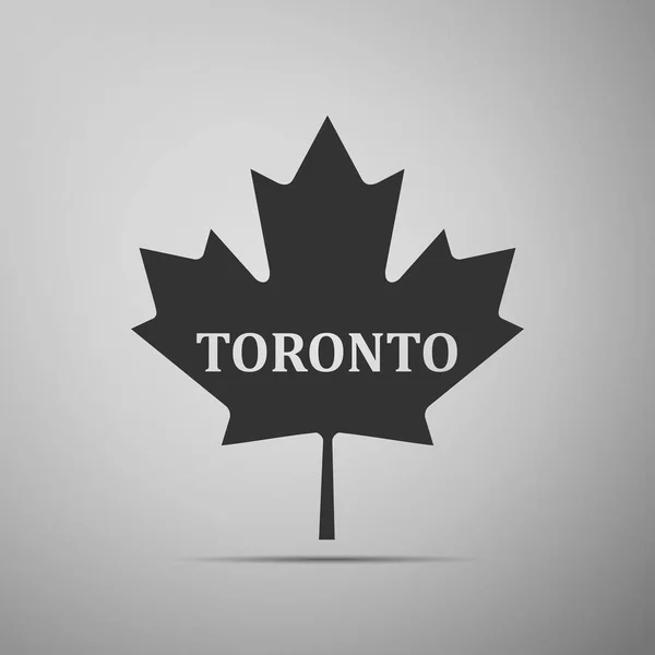 Canadese esdoornblad met stad naam Toronto platte icoon op grijze achtergrond. Vectorillustratie — Stockvector