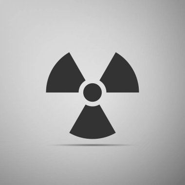 Radyasyon sembolü gri arka plan düz simgesi. Vektör çizim
