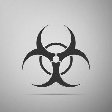 Biyolojik tehlike sembolü gri arka plan düz simgesi. Vektör çizim