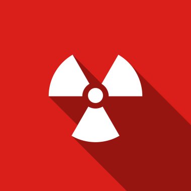 Radyasyon uzun gölge ile düz simgesi. Vektör çizim