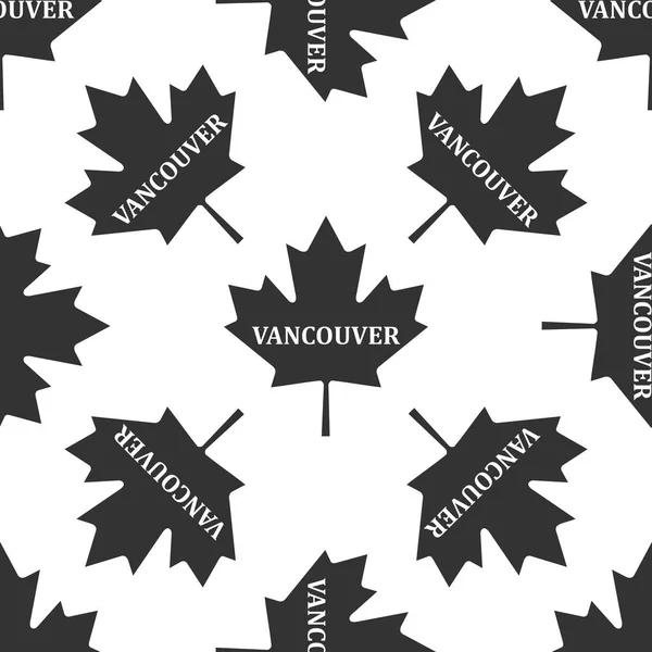 Kanadensiska maple leaf med ortsnamnet Vancouver ikonen sömlösa mönster på vit bakgrund. Vektorillustration — Stock vektor