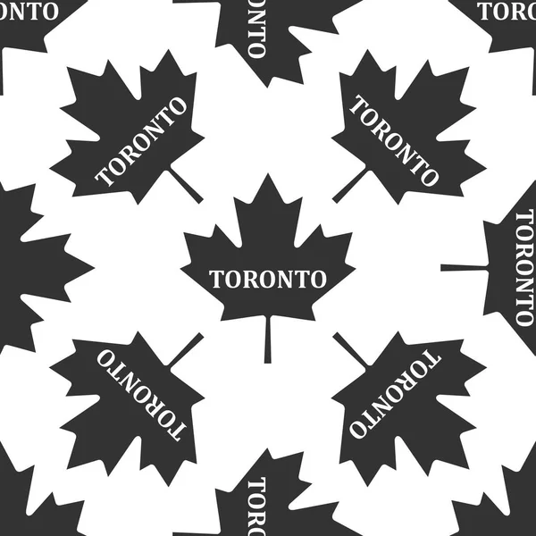 Folha de bordo canadense com nome da cidade ícone Toronto sem costura no fundo branco. Ilustração vetorial —  Vetores de Stock