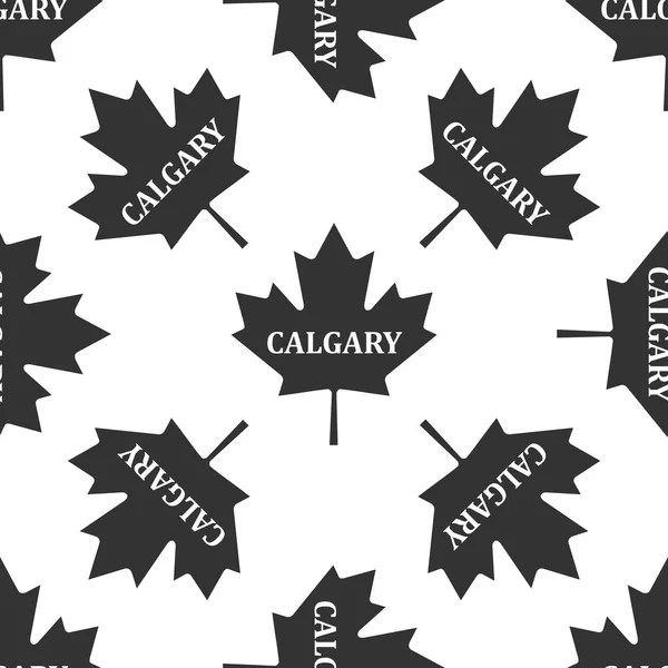 Φύλλο Σφενδάμου Καναδά με πόλη όνομα του Calgary εικονίδιο χωρίς ραφή πρότυπο σε άσπρο φόντο. Εικονογράφηση διάνυσμα — Διανυσματικό Αρχείο