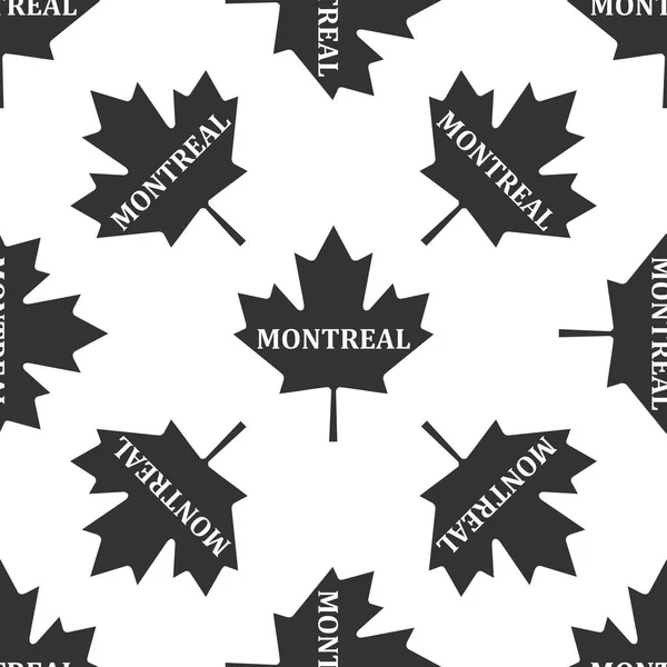 Beyaz arka plan üzerinde şehir adı Montreal simgesi seamless modeli ile Kanada akçaağaç yaprağı. Vektör çizim — Stok Vektör