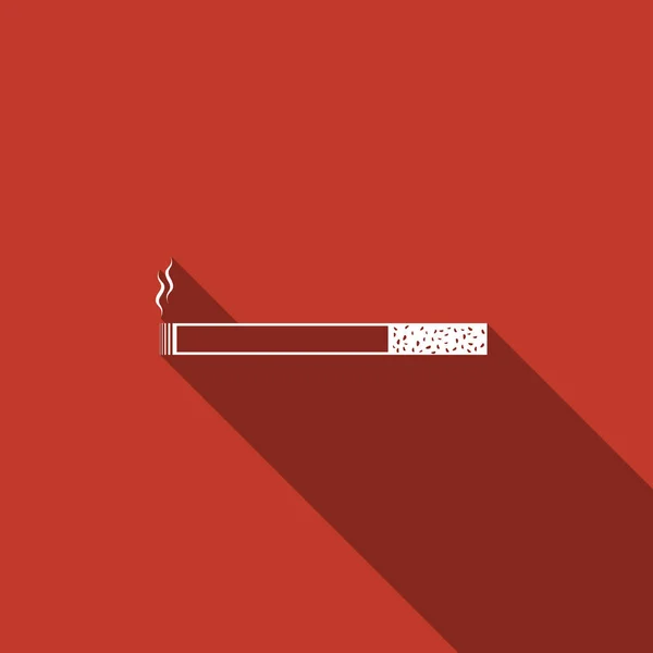 Icono de cigarrillo. Signo de tabaco. Símbolo de fumar icono plano con sombra larga. Ilustración vectorial — Vector de stock