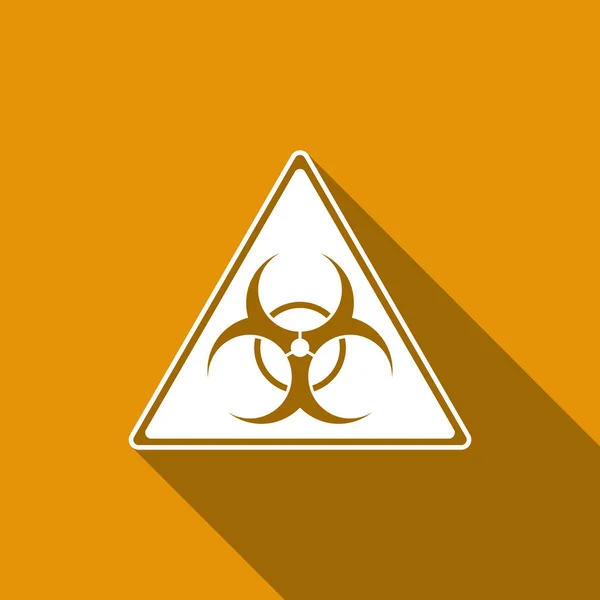 Triangel skylt med Biohazard tecken flat ikonen med långa skugga. Vektorillustration — Stock vektor