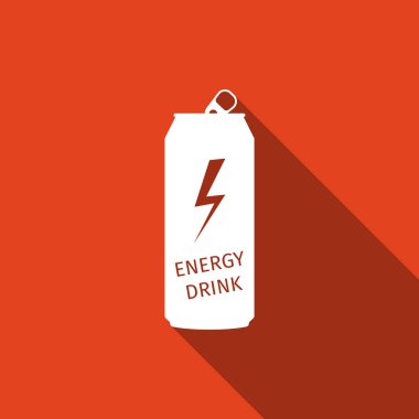 Enerji içki uzun gölge düz simgesi. Vektör çizim