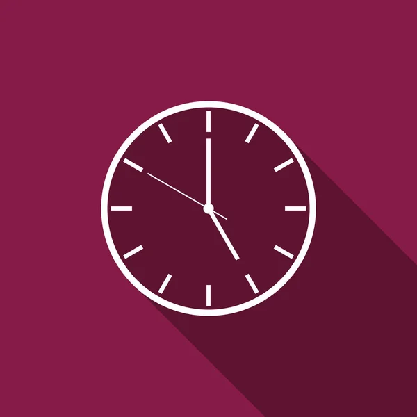 Relógio ícone plano com sombra longa. Ilustração vetorial —  Vetores de Stock